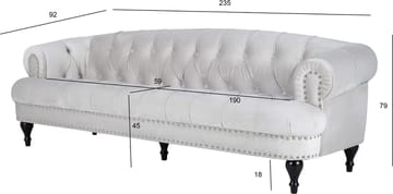 Soffa 3-sits chesterfield beige sammet - Beige - Products - Möbler - Soffa - Chesterfield soffa