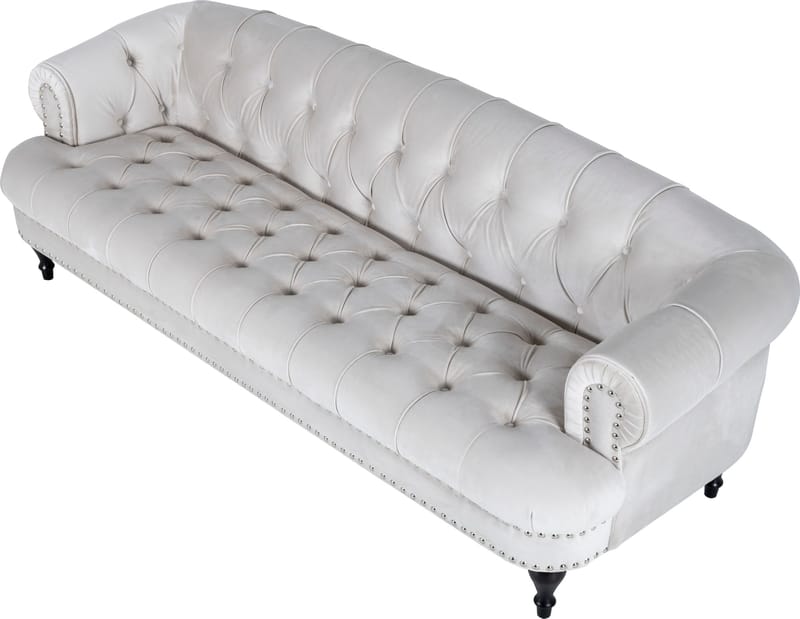 Soffa 3-sits chesterfield beige sammet - Beige - Products - Möbler - Soffa - Chesterfield soffa