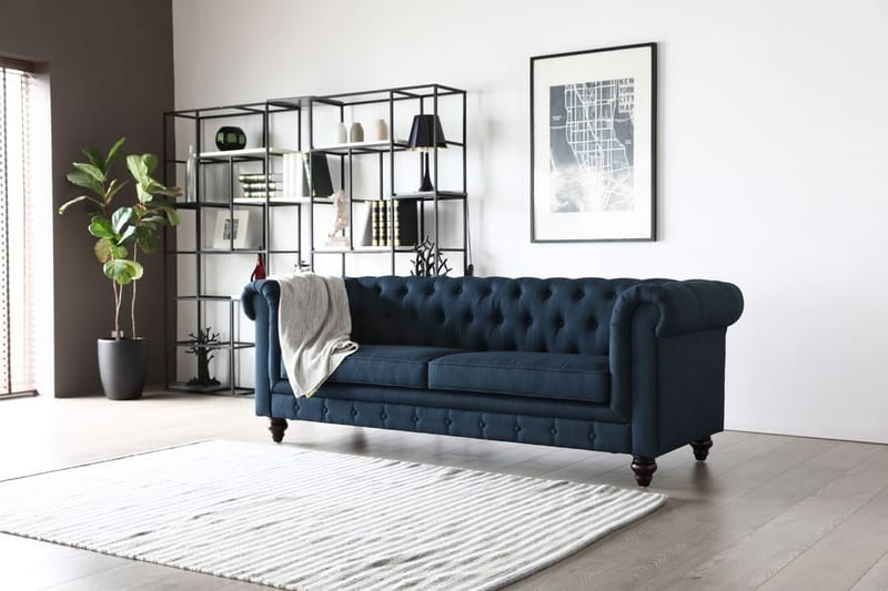 Soffa 3-sits chesterfieldsoffa blå - Herron - Blå - Products - Möbler - Soffa - Chesterfield soffa