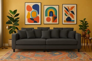 Soffa 4-sits 270 cm antracit tyg - Brandy - Antracit - Products - Möbler - Soffa - Sammetssoffa