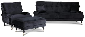 Soffa Adena Svart - 225 cm - Svart sammet - Products - Möbler - Soffa - Sammetssoffa
