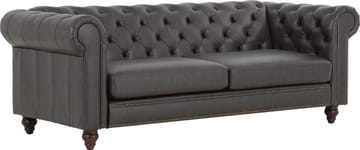 Soffa chesterfield 3-sits 219 cm mörkbrunt konstläder - Mörkbrun - Products - Möbler - Soffa - Chesterfield soffa