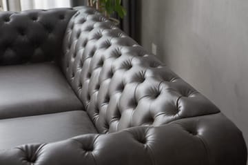 Soffa chesterfield 3-sits 219 cm mörkbrunt konstläder - Mörkbrun - Products - Möbler - Soffa - Chesterfield soffa