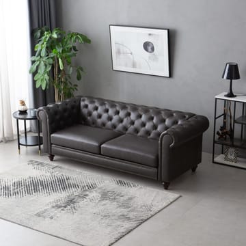 Soffa chesterfield 3-sits 219 cm mörkbrunt konstläder - Mörkbrun - Products - Möbler - Soffa - Chesterfield soffa