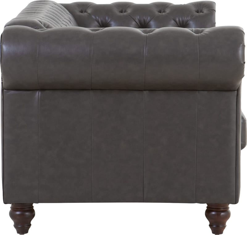 Soffa chesterfield 3-sits 219 cm mörkbrunt konstläder - Mörkbrun - Products - Möbler - Soffa - Chesterfield soffa