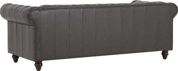 Soffa chesterfield 3-sits 219 cm mörkbrunt konstläder - Mörkbrun - Products - Möbler - Soffa - Chesterfield soffa