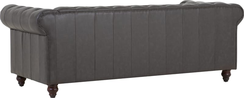 Soffa chesterfield 3-sits 219 cm mörkbrunt konstläder - Mörkbrun - Products - Möbler - Soffa - Chesterfield soffa