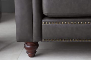 Soffa chesterfield 3-sits 219 cm mörkbrunt konstläder - Mörkbrun - Products - Möbler - Soffa - Chesterfield soffa