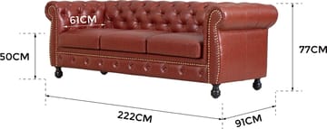 Soffa chesterfield 3-sits i brun PU - Charles - Brun/svart - Products - Möbler - Soffa - Chesterfield soffa