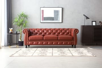 Soffa chesterfield 3-sits i brun PU - Charles - Brun/svart - Products - Möbler - Soffa - Chesterfield soffa