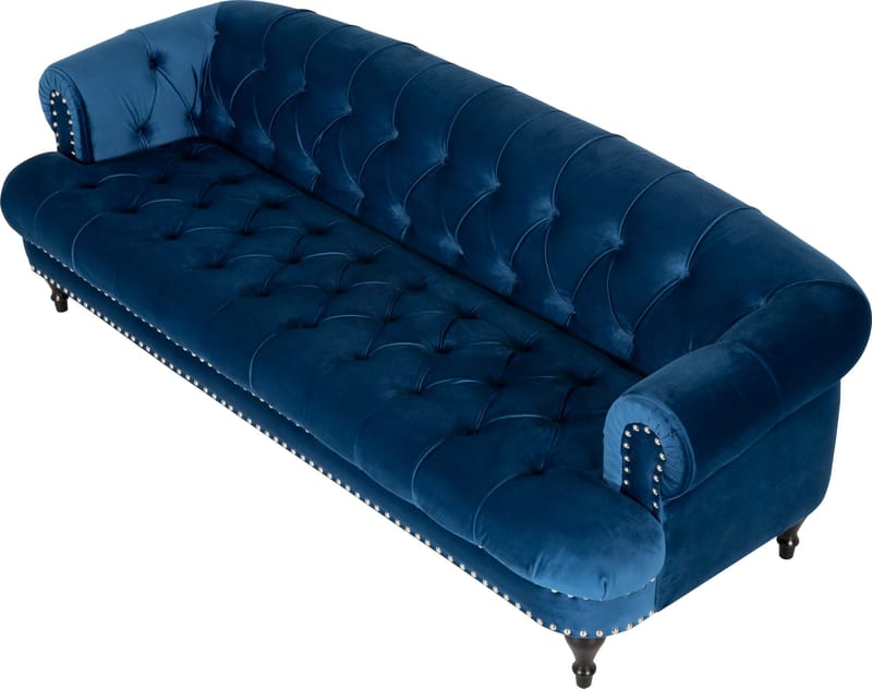 Soffa chesterfield 3-sits soffa i blå sammet - Blå - Products - Möbler - Soffa - Chesterfield soffa