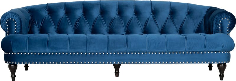 Soffa chesterfield 3-sits soffa i blå sammet - Blå - Products - Möbler - Soffa - Chesterfield soffa