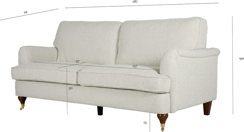 Soffa Howard 2-sits i bouclé 187 cm - Vit - Products - Möbler - Soffa - Howardsoffa