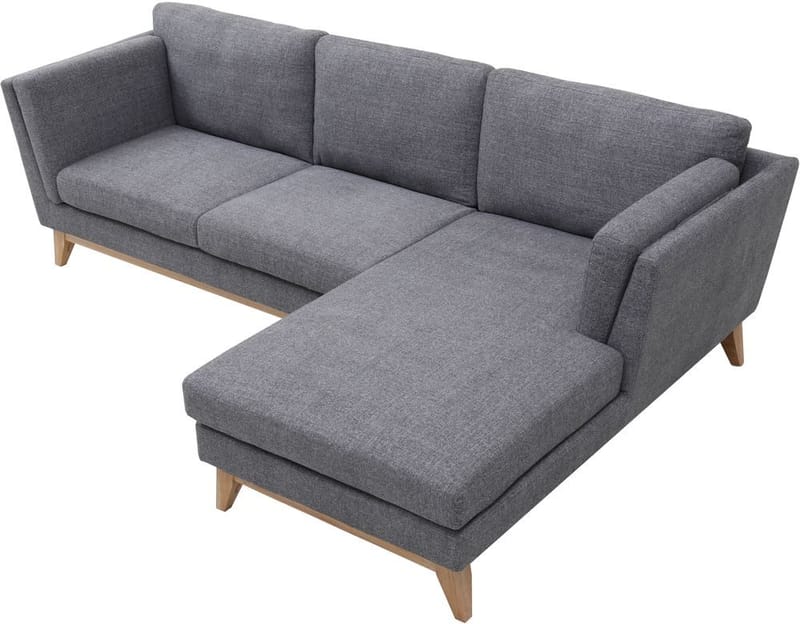 Soffa med divan grått tyg - 260 cm bred - grå - Products - Möbler - Soffa - Divansoffa & schäslongsoffa
