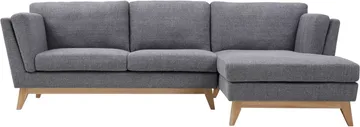 Soffa med divan grått tyg - 260 cm bred - grå - Products - Möbler - Soffa - Divansoffa & schäslongsoffa