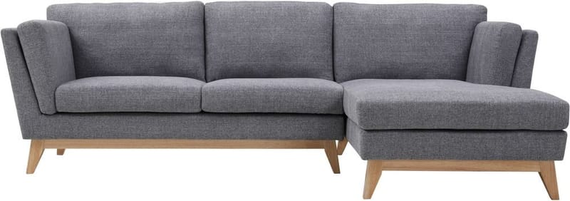 Soffa med divan grått tyg - 260 cm bred - grå - Products - Möbler - Soffa - Divansoffa & schäslongsoffa