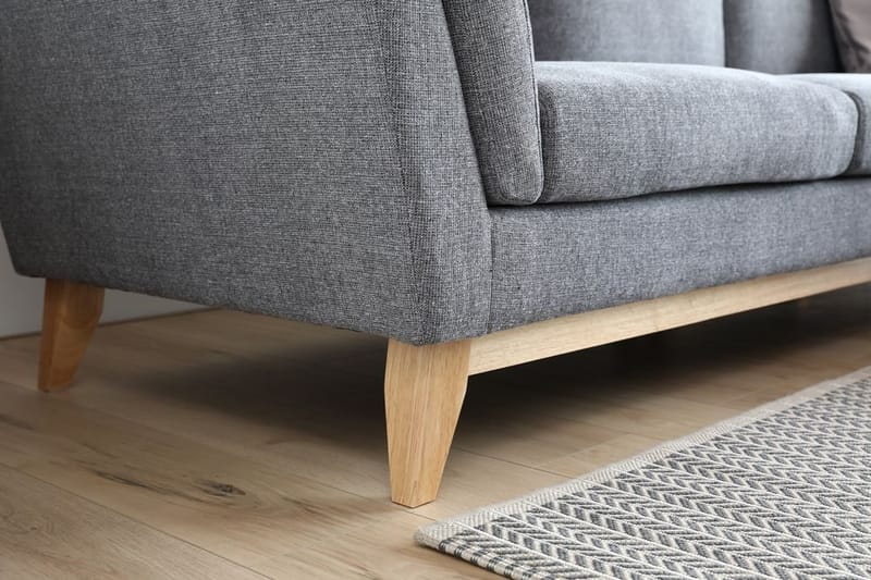 Soffa med divan grått tyg - 260 cm bred - grå - Products - Möbler - Soffa - Divansoffa & schäslongsoffa