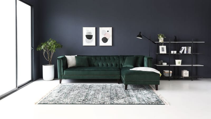 Soffa med divan grön sammet - Bellas - Grön - Products - Möbler - Soffa - Sammetssoffa