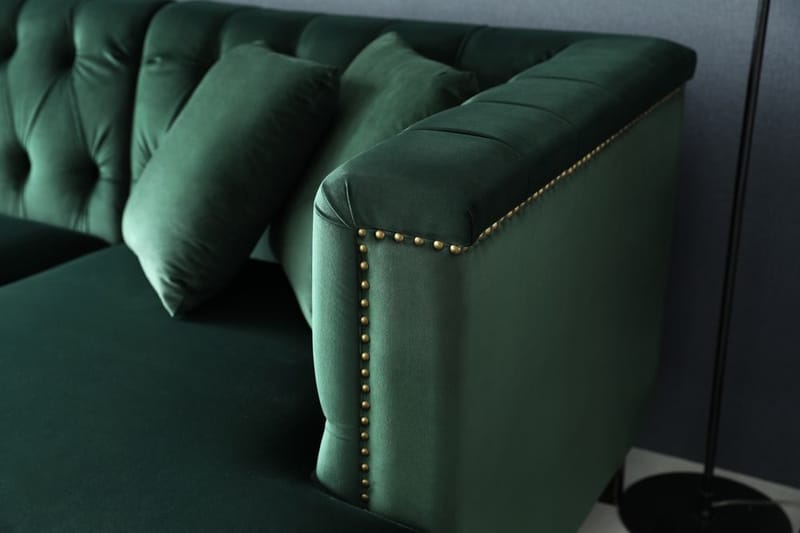 Soffa med divan grön sammet - Bellas - Grön - Products - Möbler - Soffa - Sammetssoffa