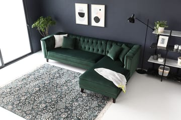 Soffa med divan grön sammet - Bellas - Grön - Products - Möbler - Soffa - Sammetssoffa