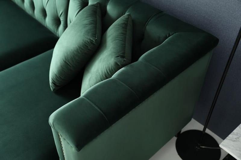 Soffa med divan grön sammet - Bellas - Grön - Products - Möbler - Soffa - Sammetssoffa