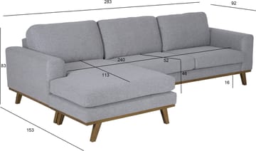 Soffa med vändbar divan grå 283 cm - Grå - Products - Möbler - Soffa - Divansoffa & schäslongsoffa