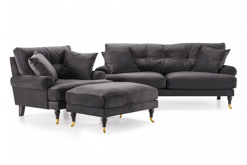 Andrew Soffgrupp 2+1 Sammet - Mörkgrå - Products - Möbler - Soffa - Soffgrupp - Howard soffgrupp
