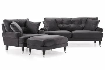 Andrew Soffgrupp 2+1 Sammet - Mörkgrå - Products - Möbler - Soffa - Soffgrupp - Howard soffgrupp