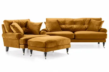Andrew Soffgrupp 2+1 Sammet - Mörkgul - Products - Möbler - Soffa - Soffgrupp - Howard soffgrupp