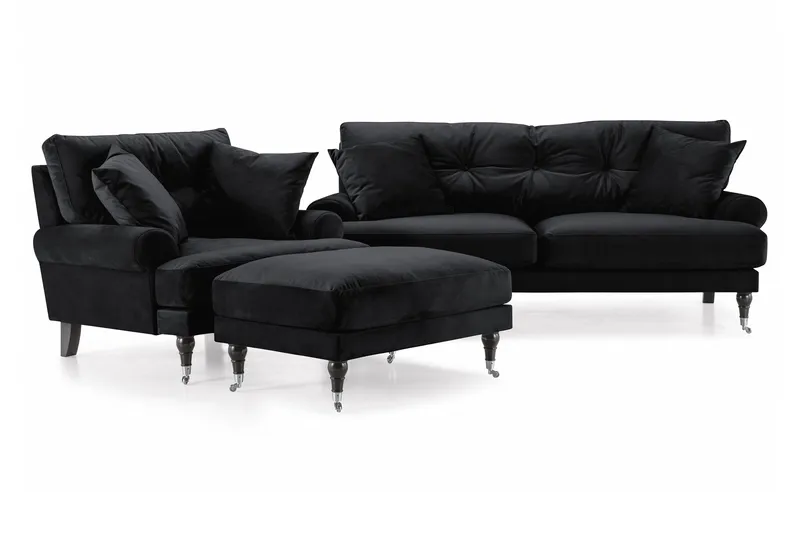 Andrew Soffgrupp 2+1 Sammet - Svart - Products - Möbler - Soffa - Soffgrupp - Howard soffgrupp