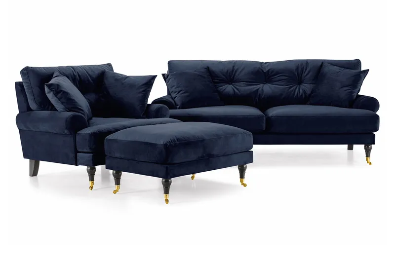 Andrew Soffgrupp 3+1 Sammet - Blå - Products - Möbler - Soffa - Soffgrupp - Howard soffgrupp