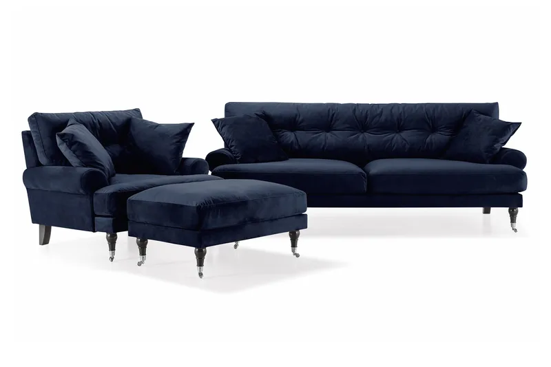 Andrew Soffgrupp 3+1 Sammet - Blå - Products - Möbler - Soffa - Soffgrupp - Howard soffgrupp
