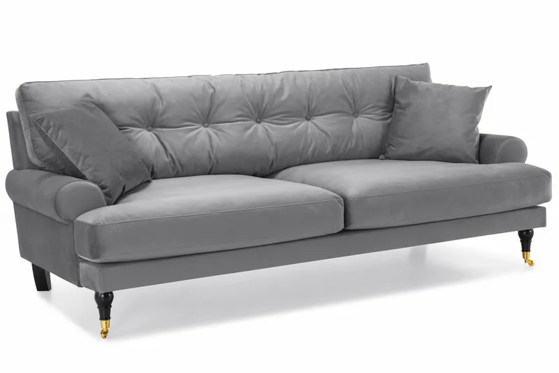 Andrew Soffgrupp 3+1 Sammet - Ljusgrå - Products - Möbler - Soffa - Soffgrupp - Howard soffgrupp