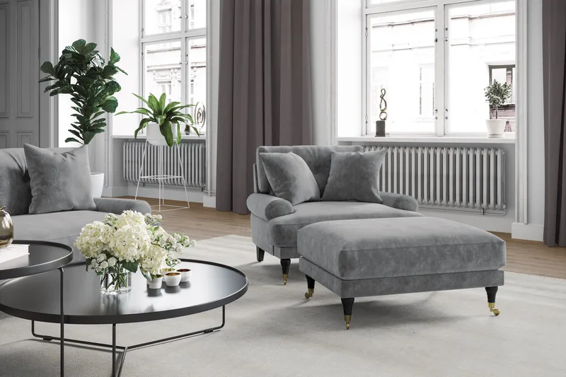 Andrew Soffgrupp 3+1 Sammet - Ljusgrå - Products - Möbler - Soffa - Soffgrupp - Howard soffgrupp