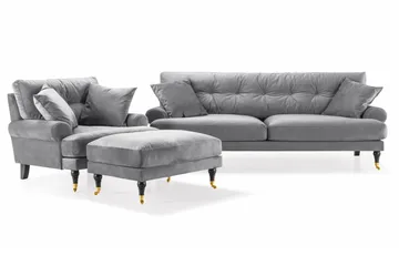 Andrew Soffgrupp 3+1 Sammet - Ljusgrå - Products - Möbler - Soffa - Soffgrupp - Howard soffgrupp