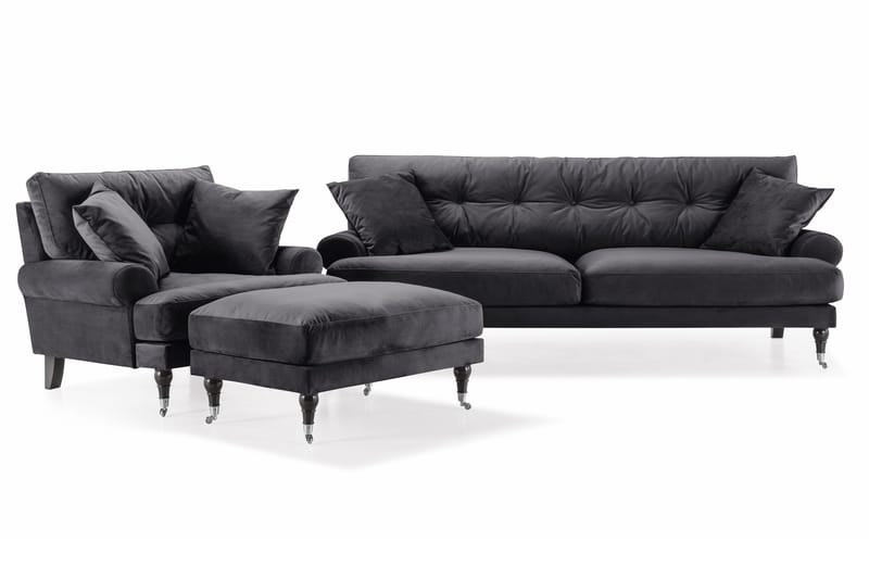 Andrew Soffgrupp 3+1 Sammet - Mörkgrå - Products - Möbler - Soffa - Soffgrupp - Howard soffgrupp