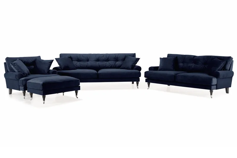 Andrew Soffgrupp 3+2+1 Sammet - Blå - Products - Möbler - Soffa - Soffgrupp - Howard soffgrupp