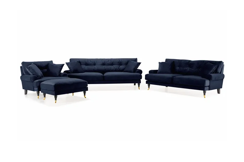 Andrew Soffgrupp 3+2+1 Sammet - Blå - Products - Möbler - Soffa - Soffgrupp - Howard soffgrupp
