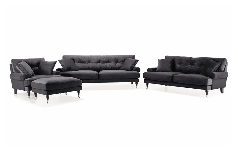 Andrew Soffgrupp 3+2+1 Sammet - Mörkgrå - Products - Möbler - Soffa - Soffgrupp - Howard soffgrupp