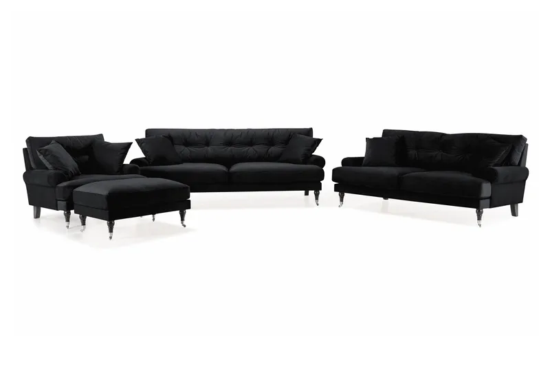 Andrew Soffgrupp 3+2+1 Sammet - Svart - Products - Möbler - Soffa - Soffgrupp - Howard soffgrupp