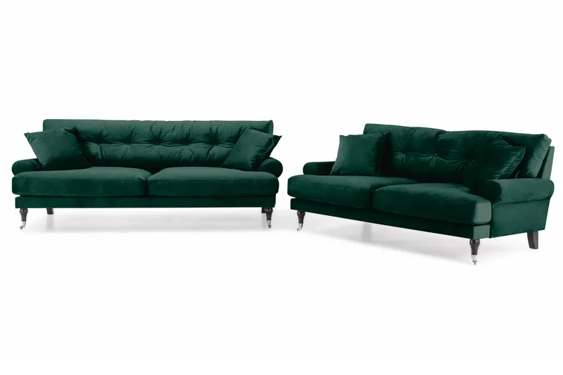 Andrew Soffgrupp 3+2 Sammet - Grön - Products - Möbler - Soffa - Soffgrupp - Howard soffgrupp