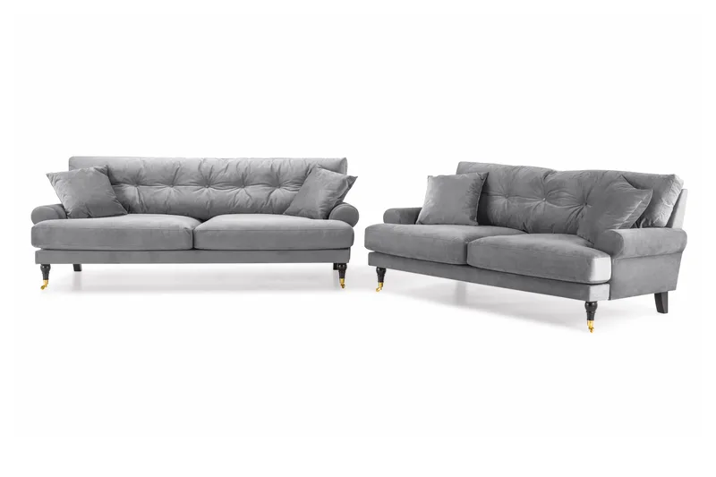 Andrew Soffgrupp 3+2 Sammet - Ljusgrå - Products - Möbler - Soffa - Soffgrupp - Howard soffgrupp