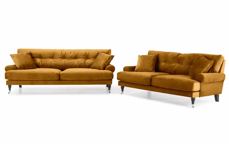 Andrew Soffgrupp 3+2 Sammet - Mörkgul - Products - Möbler - Soffa - Soffgrupp - Howard soffgrupp