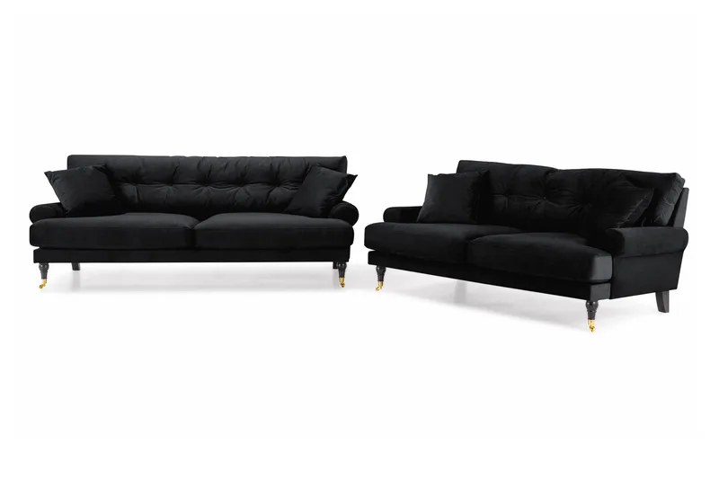 Andrew Soffgrupp 3+2 Sammet - Svart - Products - Möbler - Soffa - Soffgrupp - Howard soffgrupp