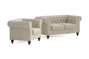 Chesterfield LYX 2+1 - SYN0000058, SYN0000063 - Beige - Products - Möbler - Soffa - Soffgrupp - Chesterfield soffgrupp