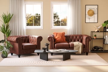Chesterfield Lyx Soffgrupp 2-sits+Fåtölj - Brun - Products - Möbler - Soffa - Soffgrupp - Chesterfield soffgrupp