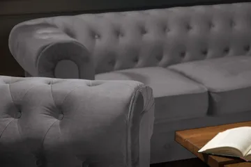 Chesterfield Lyx Soffgrupp 3+2 i Sammet - Mörkgrå - Products - Möbler - Soffa - Soffgrupp - Chesterfield soffgrupp