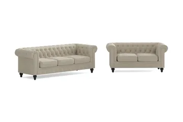 Chesterfield Lyx Soffgrupp 3-sits + 2-sits - Beige - Products - Möbler - Soffa - Soffgrupp - Chesterfield soffgrupp