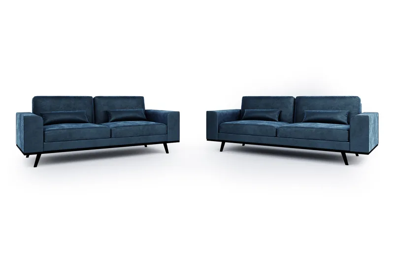 Copenhagen Soffgrupp 3-sits + 2-sits Sammetssoffa - Blå - Products - Möbler - Soffa - Soffgrupp - Howard soffgrupp