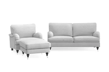 Howard Classic Soffgrupp 2-sits Soffa + Fåtölj + Fotpall i Tyg